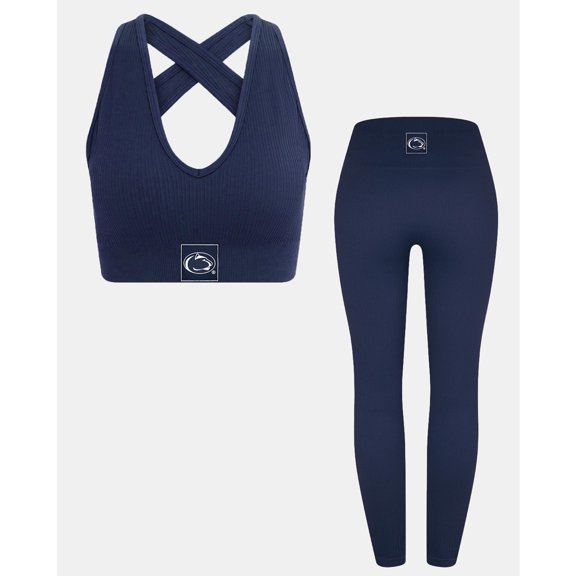 Women's KadyLuxe Navy Penn State Nittany Lions Turkish Seamless Sports Bra & Legging Set