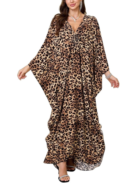 Women’s Kaftan Beach Cover Up Dress Plus Size Summer Swimsuit Loungewear Maxi Dress