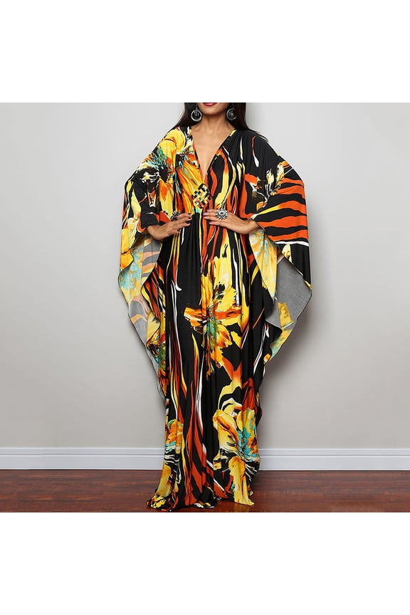 Women’s Kaftan Beach Cover Up Dress Plus Size Summer Swimsuit Loungewear Maxi Dress