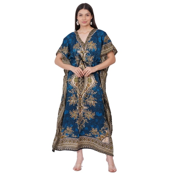 Women's Kaftan Dress Beach Cover Up Tribal Ethnic Print Plus Size Loose Kimono Maxi Dress