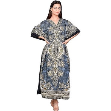 Sharvgun Women's Bohemian Kaftan Dress - Tribal Print V-Neck Kimono Maxi Beach Cover Up