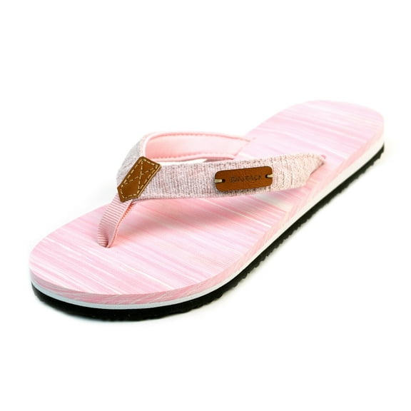 Women's Kaiback Seaside Flip Flop Beach & Pool Sandal - Cute & Comfortable - Women's US 6 EU 37 - Pink & White
