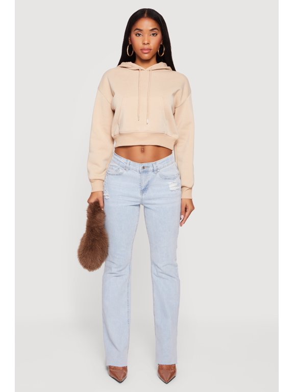 Women's Kangaroo Pocket Cropped Pullover Hoodie