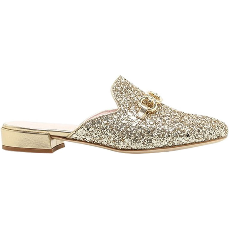 Women s Kate Spade Glendi Glitter Mule Loafer Gold Glitter 9.5 M