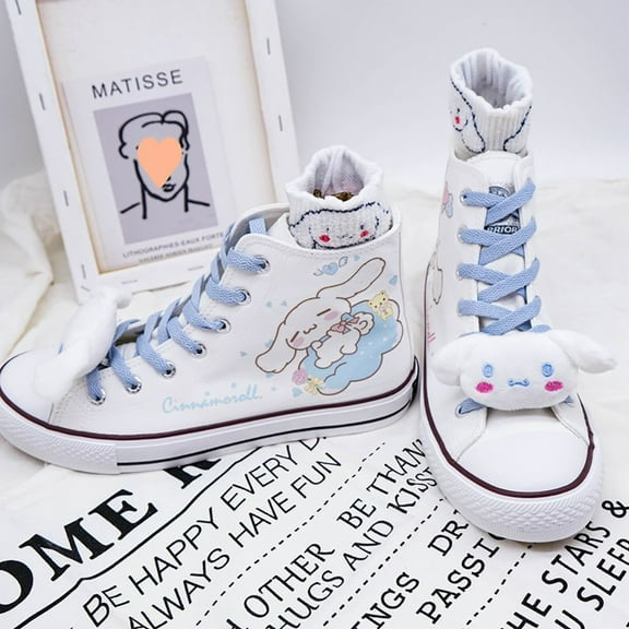 Women's Kawaii Cinnamoroll Doll Canvas Shoes Girls Ladies All-match Lace Up Sports Shoes Classic Dance Training Shoes