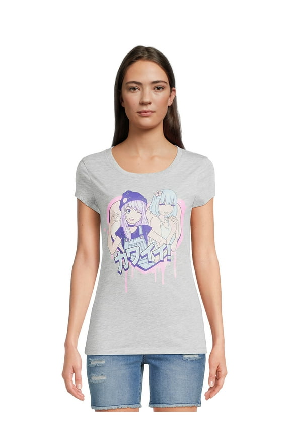 Women's Kawaii Heart Short Sleeve GraphicT-Shirt