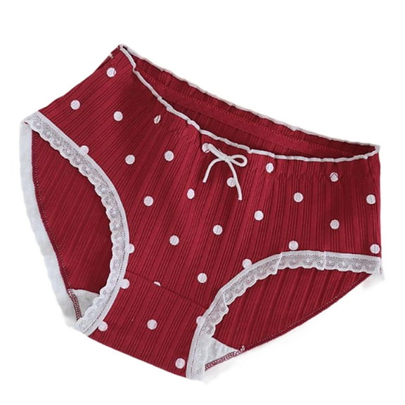 Women's Kawaii High Waisted Panties Cotton Lace Trim Briefs Color Block Plaid Polka Dot Asian Style Cute Full Coverage Stretch Underwear