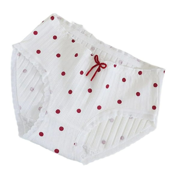 Women's Kawaii High Waisted Panties Cotton Lace Trim Briefs Color Block Plaid Polka Dot Asian Style Cute Full Coverage Stretch Underwear