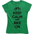thumbnail image 1 of Women's Keep Calm And Bike On Bicycle Rider Bicyclist FREE SandH T-Shirt, 1 of 4