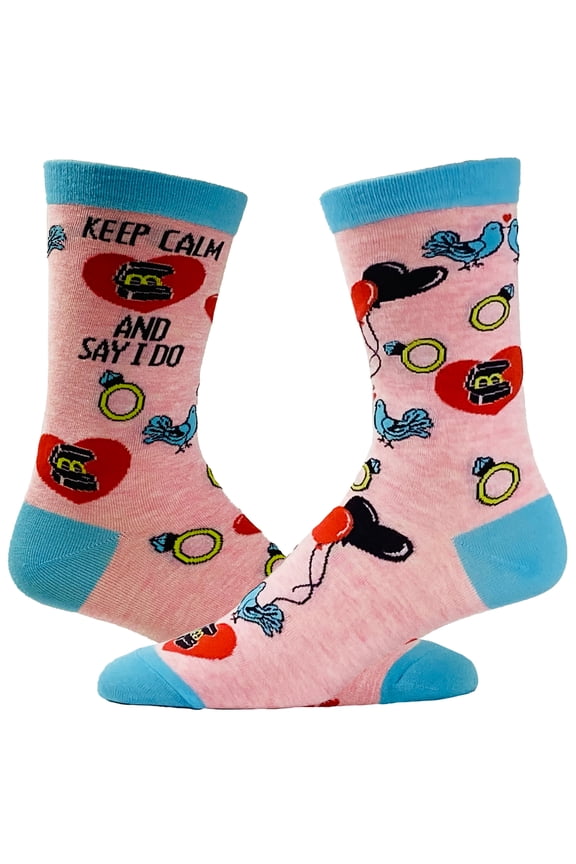 Women's Keep Calm and Say I Do Socks Funny Bride Wedding Shower Engagement Ring Novelty Footwear