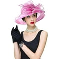 thumbnail image 1 of Women's Kentucky Derby Church Dress Hat Wide Brim Leaf Flower Bridal Shower Hat, 1 of 5