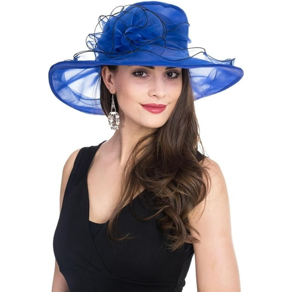 Women's Kentucky Derby Church Dress Hat Wide Brim Leaf Flower Bridal Shower Hat