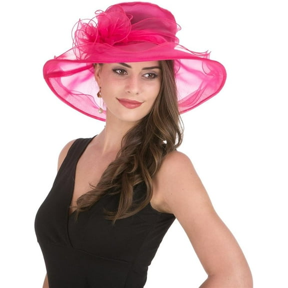 Women's Kentucky Derby Church Dress Hat Wide Brim Leaf Flower Bridal Shower Hat