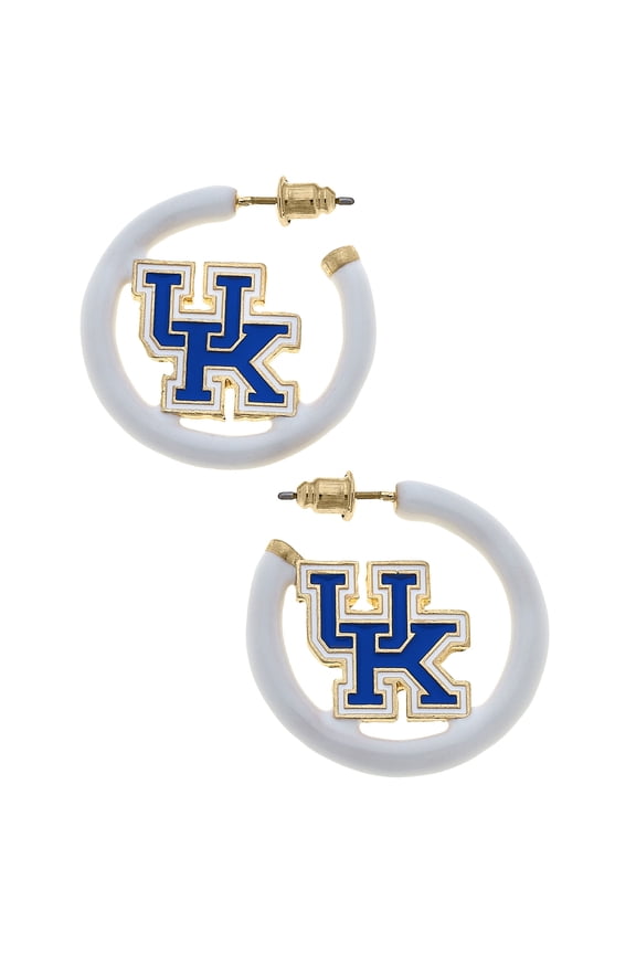 Women' CANVAS Style Kentucky Wildcats Enamel Logo Open Hoop Earring