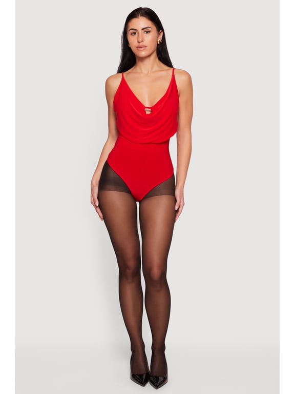 Women's Keyhole Cowl Neck Thong Bodysuit