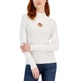 thumbnail image 1 of Women's Keyhole Mock Neck Sweater White XL, 1 of 1