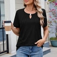 thumbnail image 1 of Women's Keyhole Round Neck Short Sleeve T Shirt Casual Loose Fit Top Spring Summer Fashion Comfortable Basic Tee Blouse, 1 of 8