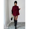 thumbnail image 1 of Women's Khaki Cloak Shawl Scarf Waist Belt Decor Jacket, Burgundy, Sizes, 1 of 7