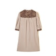thumbnail image 1 of Women's Khaki Stripe & Leopard Trim Shirt Dress – Casual Summer Style with Bracelet Sleeves, XL, 1 of 12