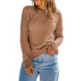 thumbnail image 1 of Women's Khaki Waffle Knit Drop Shoulder Long Sleeve Top - [ZhiHiMeRi] | (US 4-6)S, 1 of 12