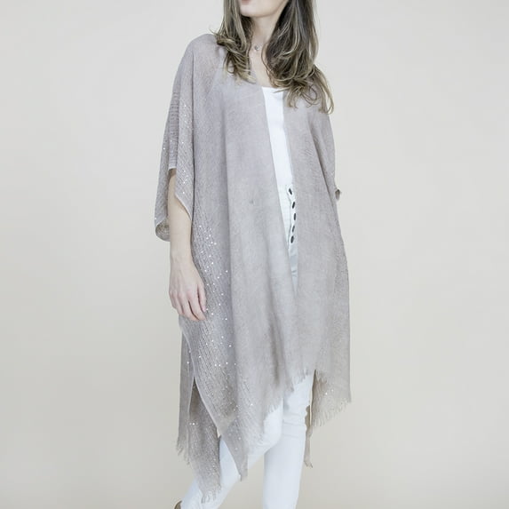 Women's Kimono Bathing Suit Beach Cover Up Summer Swimsuit Wrap Shawl Cardigan, Natural Wash Khaki, One Size