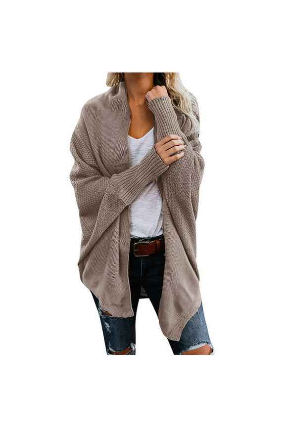Women's Kimono Batwing Cable Cardigan Sweaters Open Front Knitted Slouchy Oversized Wrap Cardigan Sweater Outwear Coat