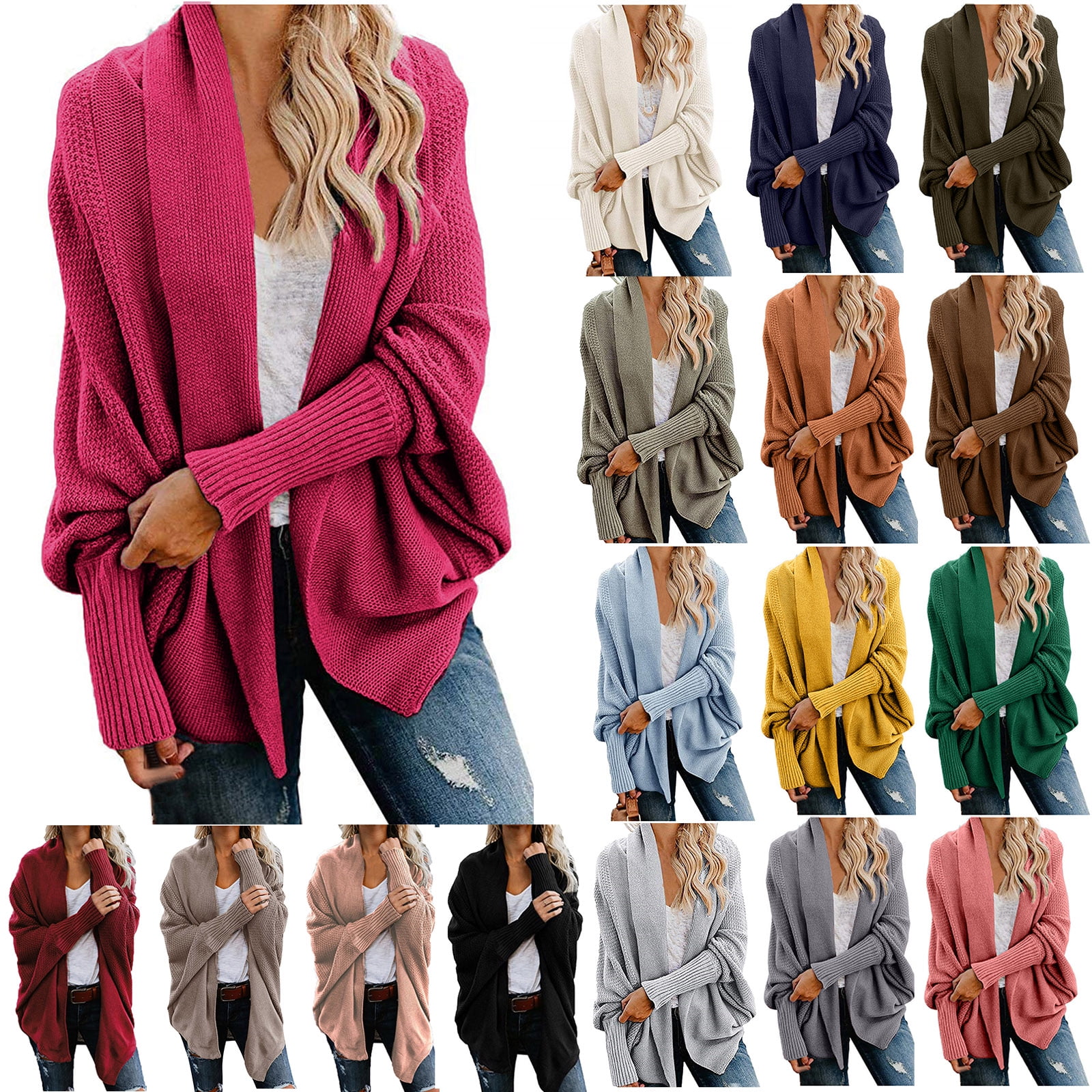 Long Sleeve Open Front Casual Knit Sweaters Coat Soft Outwear Striped Draped Kimono Cardigan
