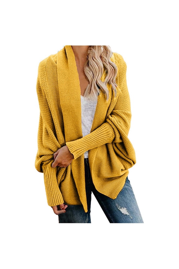Women's Kimono Batwing Cable Cardigan Sweaters Open Front Knitted Slouchy Oversized Wrap Cardigan Sweater Outwear Coat