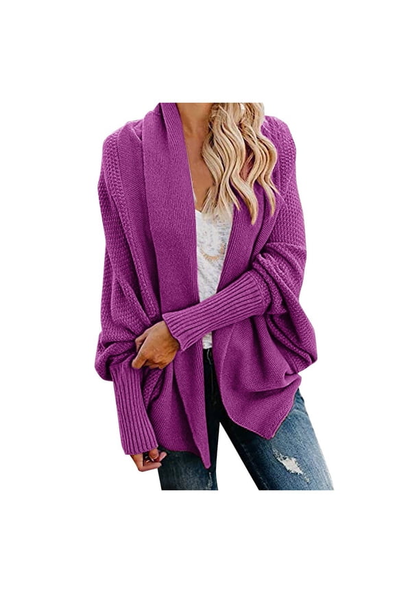 Women's Kimono Batwing Cable Cardigan Sweaters Open Front Knitted Slouchy Oversized Wrap Cardigan Sweater Outwear Coat