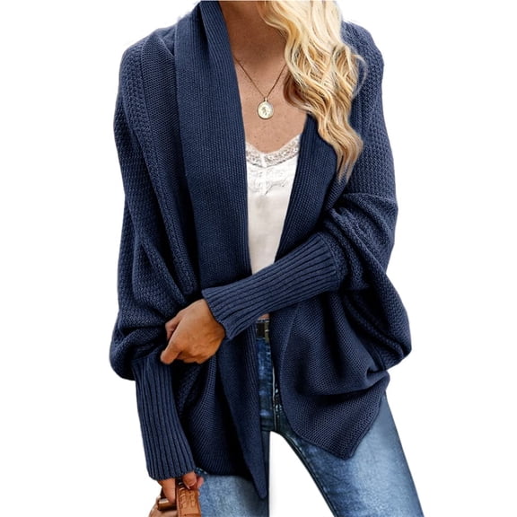 Women Kimono Batwing Cable Knitted Slouchy Oversized Wrap Cardigan Sweater