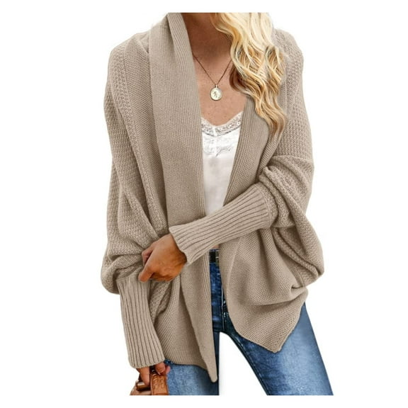 Women Kimono Batwing Cable Knitted Slouchy Oversized Wrap Cardigan Sweater