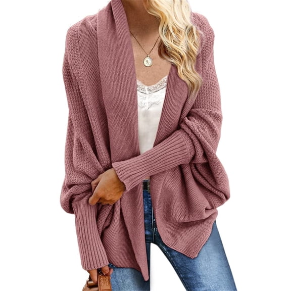 Women Kimono Batwing Cable Knitted Slouchy Oversized Wrap Cardigan Sweater