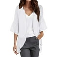 thumbnail image 1 of Women's Kimono Cardigan 3/4 Sleeve Chiffon Lightweight Open Front Beach Cover-Up | Baberdicy | Women Chiffon Kimono Cardigan 3/4 Sleeve Chiffon Open Front (White | XL), 1 of 5