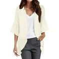 thumbnail image 1 of Women's Kimono Cardigan 3/4 Sleeve Chiffon Lightweight Open Front Beach Cover-Up | Baberdicy | Women Chiffon Kimono Cardigan 3/4 Sleeve Chiffon Open Front (Beige | L), 1 of 5