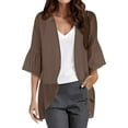 thumbnail image 1 of Women's Kimono Cardigan 3/4 Sleeve Chiffon Lightweight Open Front Beach Cover-Up | Baberdicy | Women Chiffon Kimono Cardigan 3/4 Sleeve Chiffon Open Front (Coffee | M), 1 of 5
