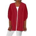 thumbnail image 1 of Women's Kimono Cardigan 3/4 Sleeve - Eyelet Beach Cover up Vacation Top | Baberdicy | Womens Kimono Cardigans Eyelet Bathing Suit Cover up Solid Beach (Red 1 | M), 1 of 6