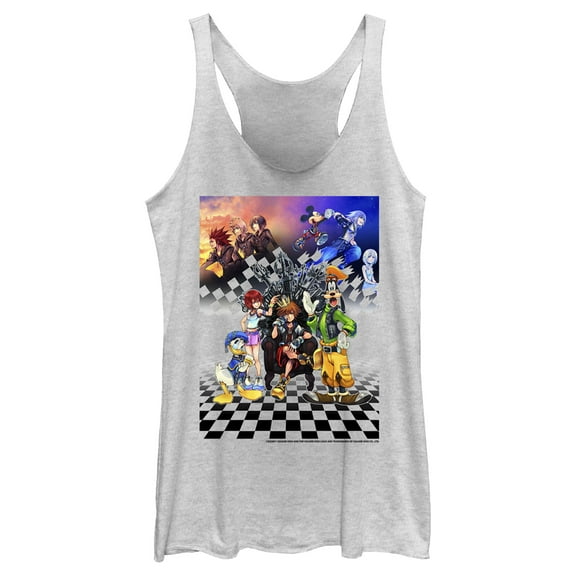Women's Kingdom Hearts 1.5 Box Art  Racerback Tank Top White Heather Medium