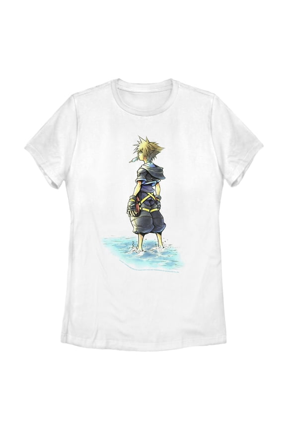 Women's Kingdom Hearts 1 Beach Sora Graphic Tee White 2X Large