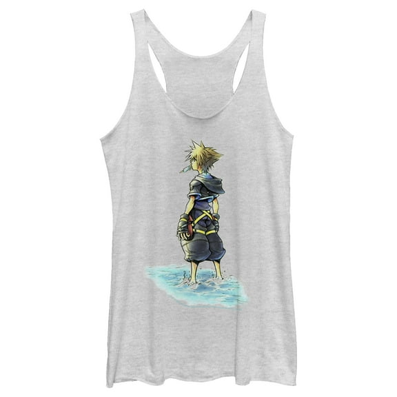 Women's Kingdom Hearts 1 Beach Sora Racerback Tank Top White Heather Medium