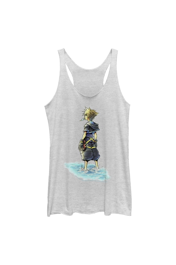 Women's Kingdom Hearts 1 Beach Sora Racerback Tank Top White Heather X Small