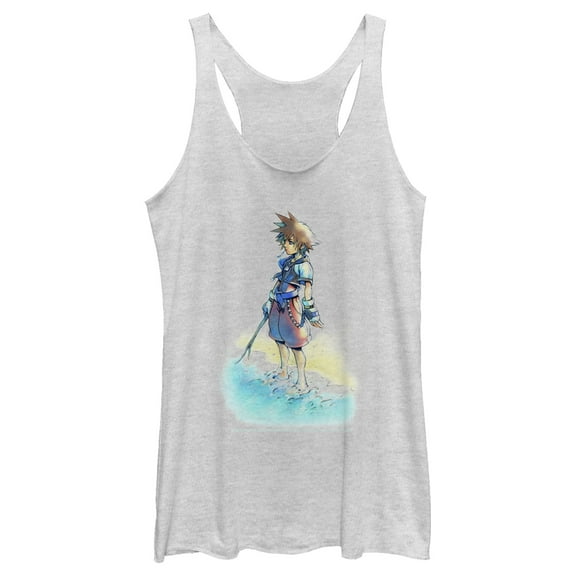 Women's Kingdom Hearts 1 Hero by the Shore Racerback Tank Top White Heather 2X Large