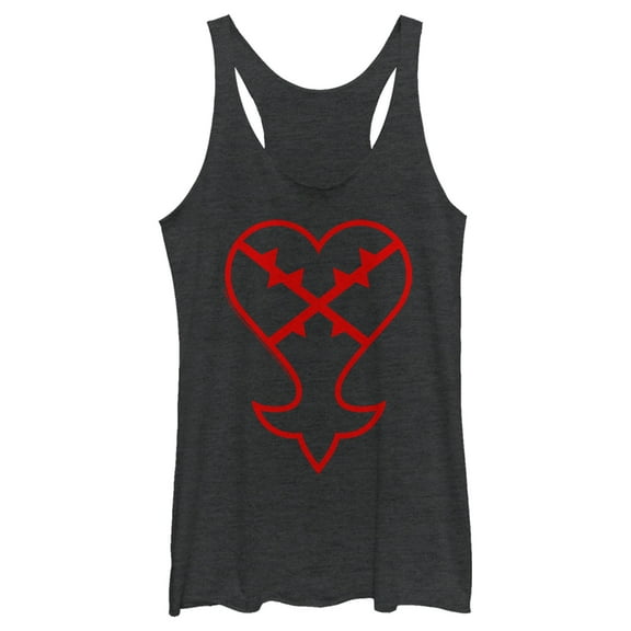 Women's Kingdom Hearts 1 Inverted Evil Symbol  Racerback Tank Top Black Heather X Large