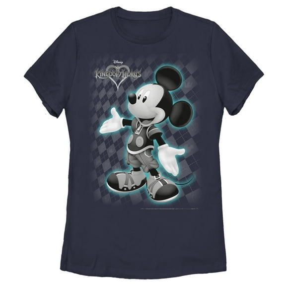 Women's Kingdom Hearts 1 King Mickey  Graphic Tee Navy Blue Medium