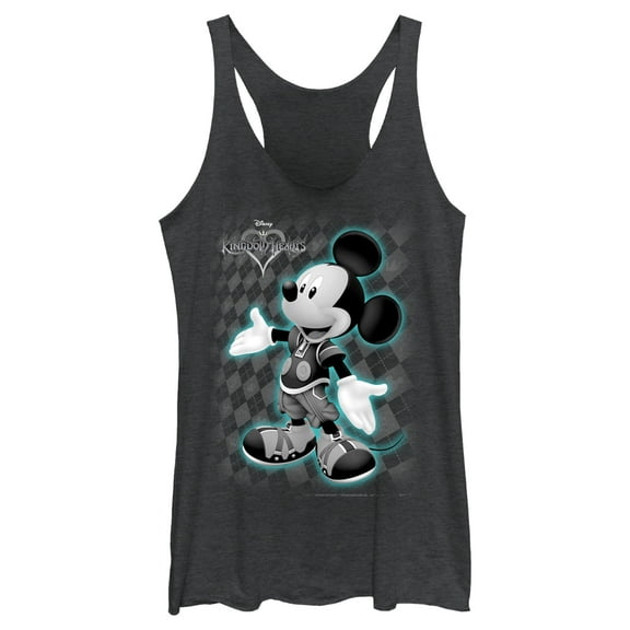 Women's Kingdom Hearts 1 King Mickey Racerback Tank Top Black Heather Medium