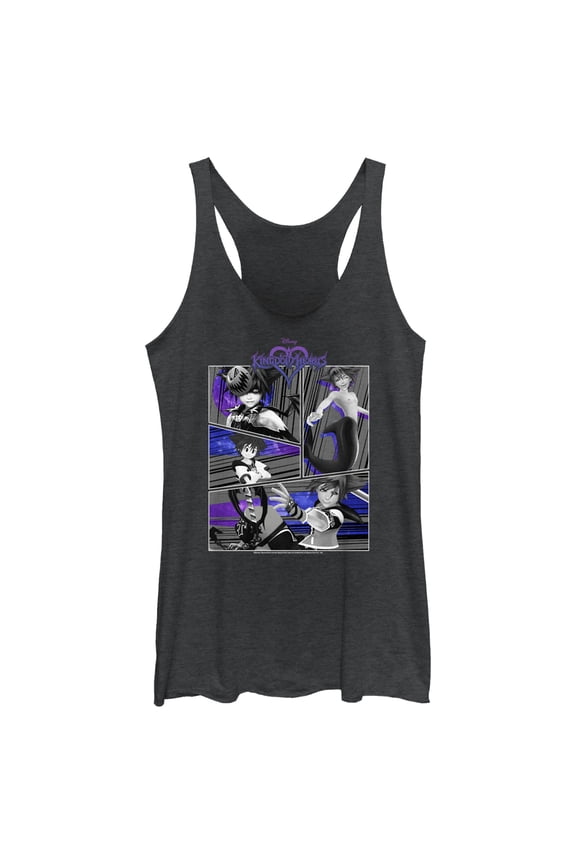 Women's Kingdom Hearts 1 Sora Different Styles Racerback Tank Top Black Heather X Large