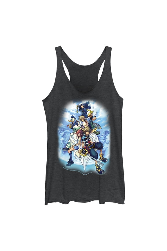 Women's Kingdom Hearts 2 Box Art  Racerback Tank Top Black Heather Medium