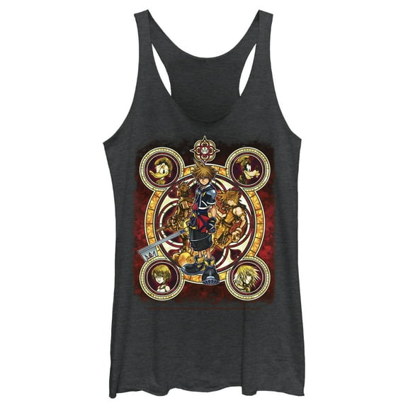 Women's Kingdom Hearts 2 Stained Glass Art  Racerback Tank Top Black Heather Large