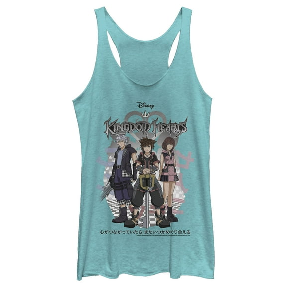 Women's Kingdom Hearts 3 Hero Group Shot  Racerback Tank Top Tahiti Blue Medium