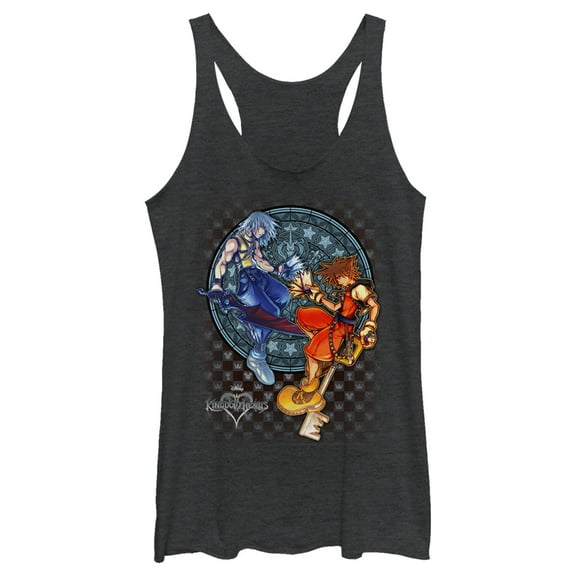Women's Kingdom Hearts Chain of Memories Hero Duo Stained Glass  Racerback Tank Top Black Heather X Large