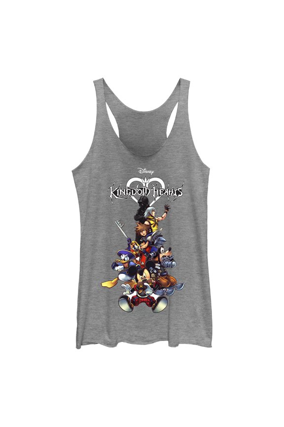 Women's Kingdom Hearts Coded Box Art  Racerback Tank Top Gray Heather X Large